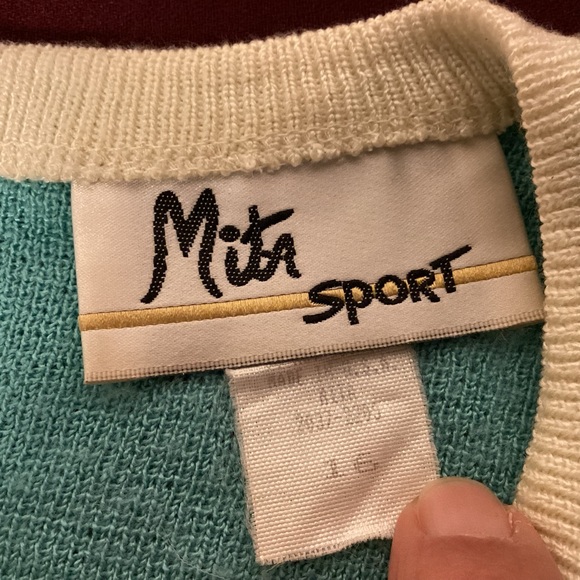 Vintage Sweater Set aqua and purple made by Miata Sport in USA womens size 16 - Picture 9 of 11